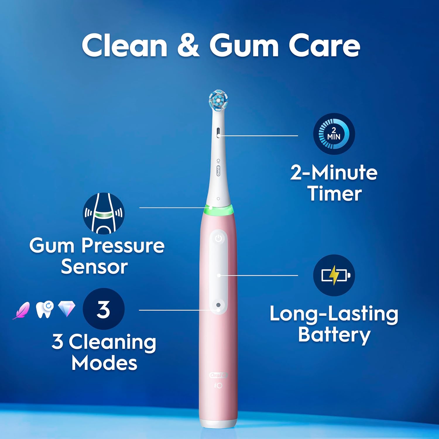 Buy Oral-B,Oral-B iO3 Electric Toothbrush – Pink | 3 Cleaning Modes, Whitening, 2-Pin Plug - Gadcet UK | UK | London | Scotland | Wales| Near Me | Cheap | Pay In 3 | Electric Toothbrushes